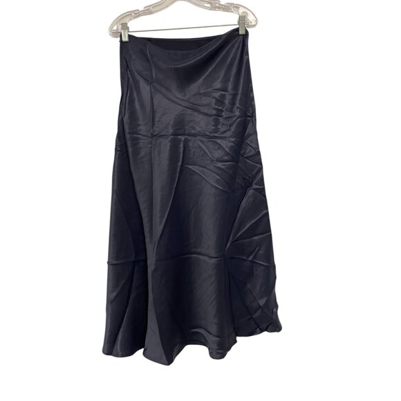 Boden Womens Flowy Skirt UK 12 US 8 Navy Blue Satin Midi Length R0231 NWT - Picture 2 of 15